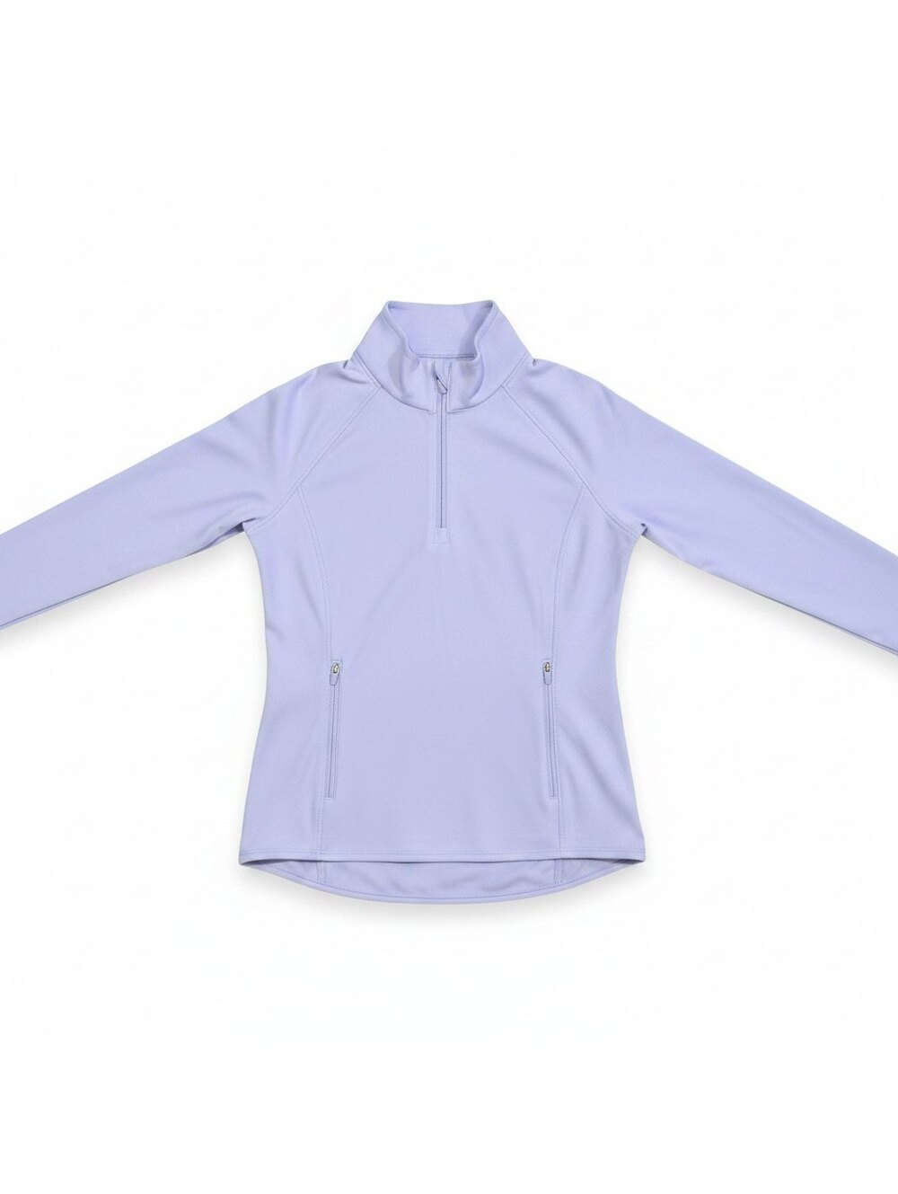 T by Talbots Women’s Purple 1/4 Zip Mock Neck Pullover Zip Pockets Small